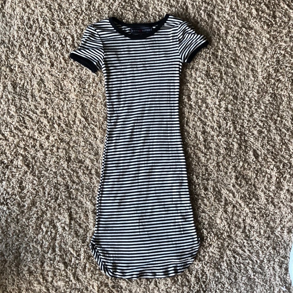 Black and white striped dress